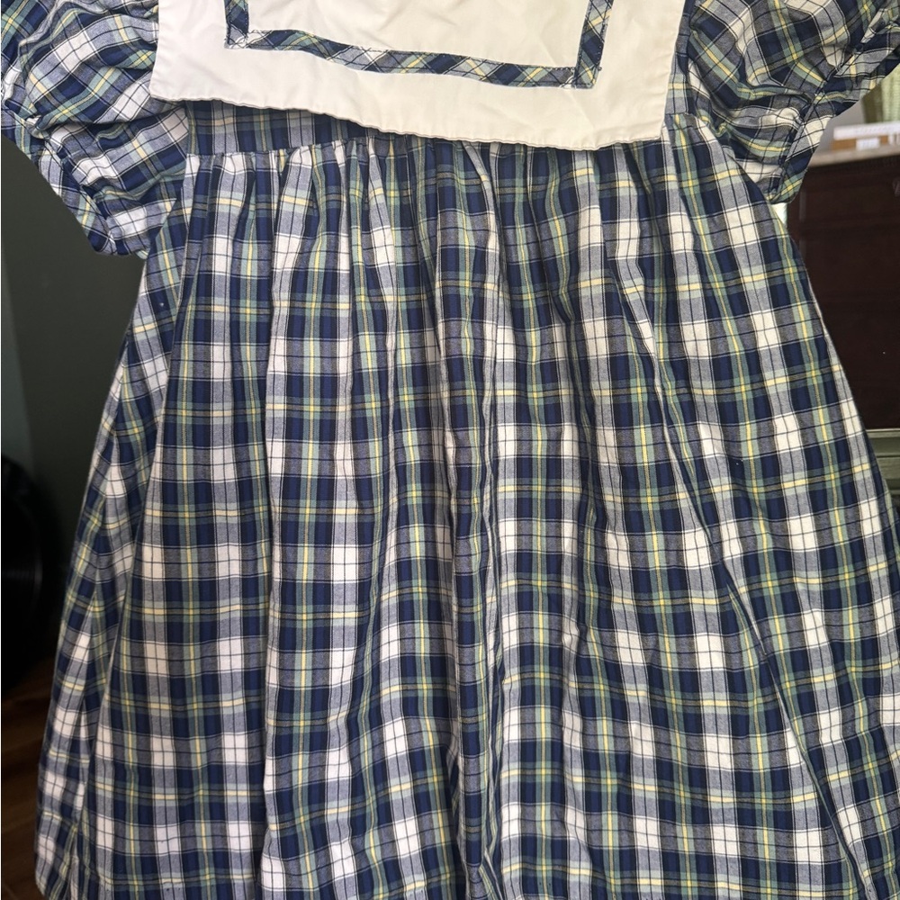 Plaid Dress with White Accents